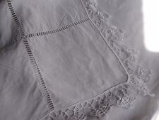 Rare Antique French  LINEN METIS DOWRY SHEET - beautiful lace & MONO , Organic!