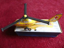 JOUET tôle VINTAGE HÉLICOPTÈRE AMBULANCE FRICTION BOITE ALLEMAGNE RDA année