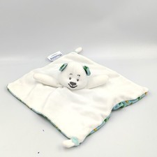 Doudou plat ours blanc bleu fleurs foulard Musti MUSTELA - 34262