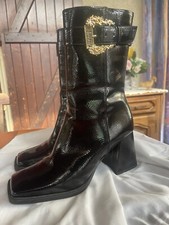 Versace Femme Bottines Alicia Noir Brillant Taille 39 Neuf