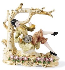 Petite Statue Capodimonte De Homme Garçon Figurine Style Roccocò Bibelot Statue