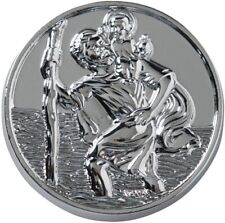 Médaillon Adhésif, Saint Christophe Rond Métal Chromé