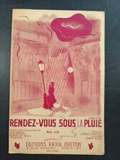 Ancienne partition de musique - Rendez-vous sous la pluie - Charles Trenet - Caf