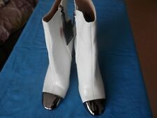 Chaussure Femme Cuir Talon Blanche Fermeture Eclair Bottes Elegance Confort P40
