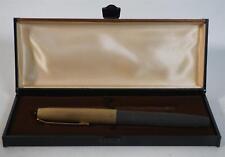 Vintage Rareté Collector Stylo à Plume En Optique Bois Aspect Or Brossé Y Étui