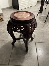 Table Selette ancienne bois rouge et marbre