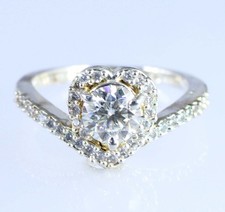 Forme Coeur Coupe Ronde Blanc Diamant Solitaire 1.14 Carat Certifié Femme Bague