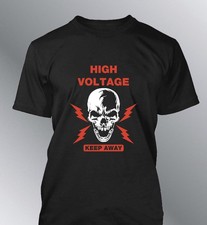 tee shirt homme High Voltage Danger tete de mort Keep away effrayant skull dt