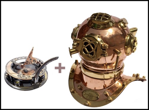 Casque plongée vintage marine - casque,