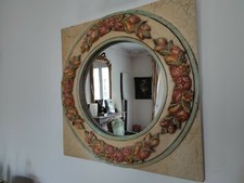 joili miroir cadre bois sur bois cérusé avec incrustation