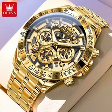 OLEVS Montre Homme Or Skeleton