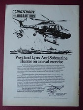 1973 PUB MAQUETTE MATCHBOX AIRCRAFT KIT WESTLAND LYNX ROYAL NAVY ASW AD