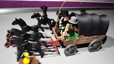 TW LOT PLAYMOBIL CHARIOT CORBILLARD BACHE NOIRE WESTERN INDIEN COWBOY CUSTOM