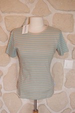 Tee-shirt  creme rayé bleu
