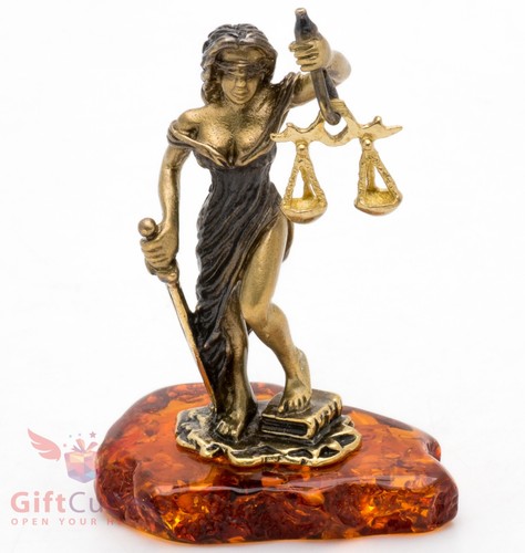 Brass amber figurine - brass, lady