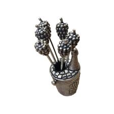 Porte-pics apéritif vintage – seau à champagne + 6 pics raisin – métal  "SPAIN"