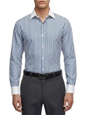 Chemise col blanc à rayures