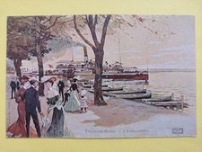 cpa Source Cachat ILLUSTRATION ÉVIAN les BAINS Animés EMBARCADERE Barques Bateau