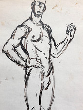 Dessin ancien portrait  homme