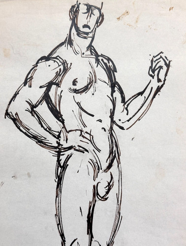 Dessin ancien portrait homme - ancien,