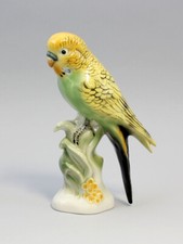 9942089-ds Wagner&apel Porcelaine Figurine Perruche Jaune Vert H20cm