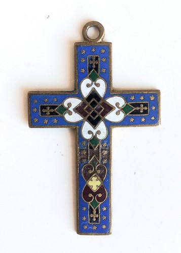 Pendentif croix ancien émail - croix,