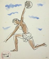 Baille  (1896-1974) discobole Kermesse aux étoiles Jeux olympiques Air France
