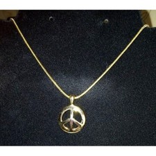 Collier Femme - Chaîne et Pendentif - Peace and Love - Plaqué or jaune 750
