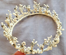 Couronne de la Sainte Vierge Marie ou Baptème de fille Boutons de cire et strass