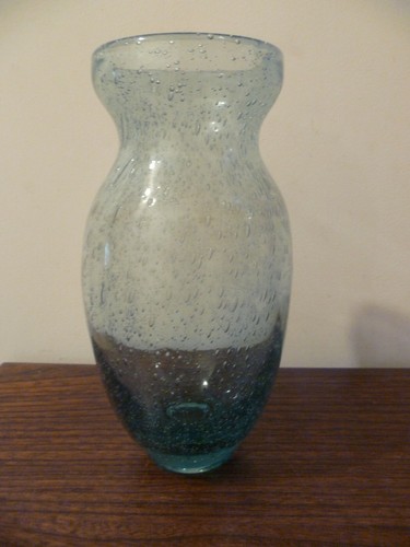 Vase verre bullé bleu - vase, en