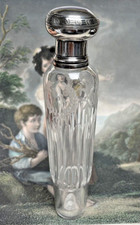 Flacon Topette XIXème Cristal Gravé d'une couronne de laurier & monture ARGENT