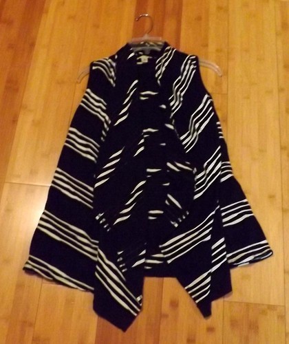 Black white striped vest - white, by