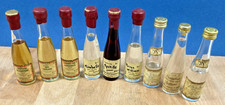 Lot de 9 mignonnettes anciennes eaux de vie Poire Mirabelle  Fine Myrtille