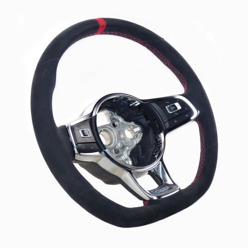 Volant alcantara cuir rouge - volant, en