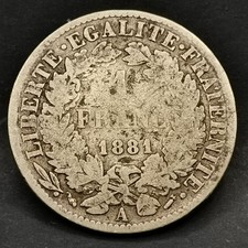 1 FRANC 1881 A PARIS ARGENT