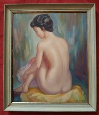 Belle huile du XX e siècle vers 1950 par Albert Genta peintre coté " Nu féminin