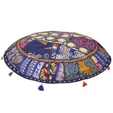 Tapis rond bleu vintage