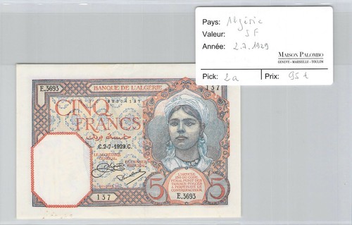 Billet algerie francs - algerie,
