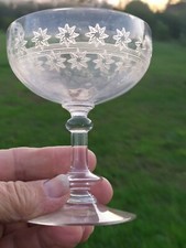 Baccarat , 8 Coupes à Champagne  en Cristal Gravé XIXeme ,  Anciennes .
