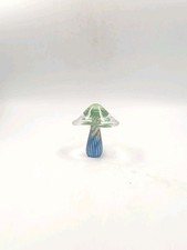 Statuette Figurine Champignon Presse Papier Verre Soufflé Bleu Vert XXème Siècle