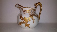 LOVELY FLORAL GOLD ENCRUSTED RAISED GOLD ENAMEL JUICE PITCHER FRENCH? ANTIQUE