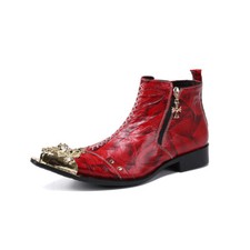 Hommes Ancien Cuir Véritable Bottines,Chaussures ,Hommes Punk Moto Bottes