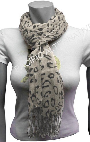 Grand foulard gris franges - à,