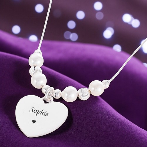 Collier gravé perles et - gravé,,