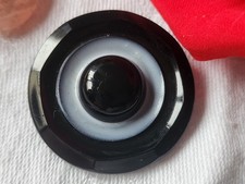 Superbe et gros bouton ancien en verre noir pied métal 3,4 cm ref 5140