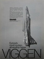 1980-1982 PUB SAAB VIGGEN FIGHTER SUEDE ROYAL SWEDISH AIR FORCE ORIGINAL AD
