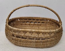 Ancien Panier Avec anse En Osier Forme Ovale Vintage ( Réf : Hang)