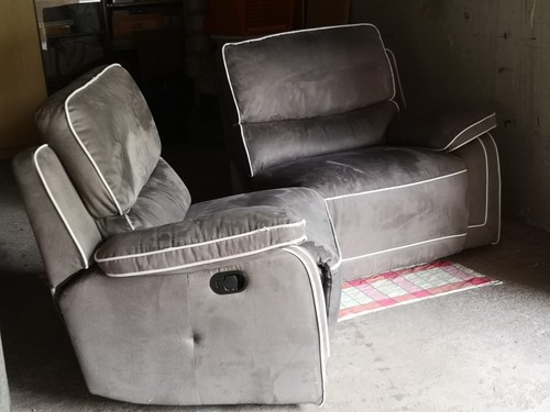 Canapé double fauteuil gris - double,