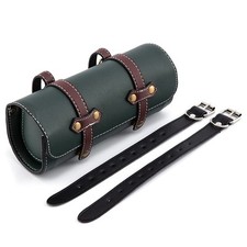 Sacs de selle de moto en cuir avec 2 sangles à boucle #6 vert APE-MTGB57