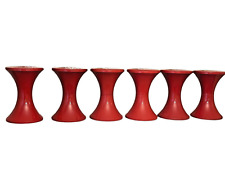 ANCIEN LOT DE 6 TABOURET TAM TAM TAMTAM DIABOLO ROUGE VIF PVC DÉMONTABLE POUF